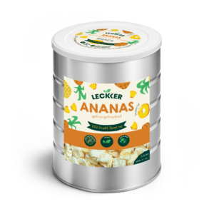 Gefriergetrocknete Ananas von leckker in Edelstahl Dose