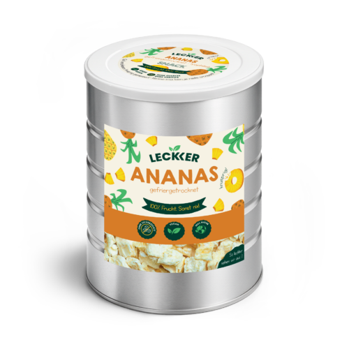 leckker-26-03-konv-fruit-tower-ananas Gefriergetrocknete Ananas von leckker in Edelstahl Dose