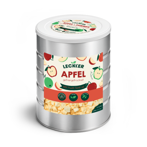 Gefriergetrockneter Apfel von leckker in Edelstahl Dose