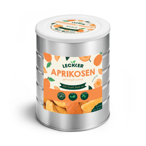 leckker-26-03-konv-fruit-tower-aprikosen Gefriergetrocknete Aprikosen von leckker in Edelstahl Dose