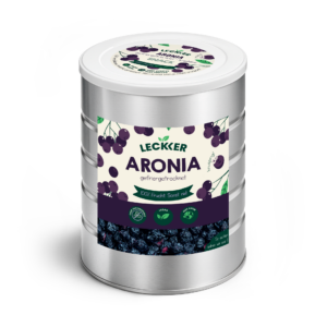 Gefriergetrocknete Aronia von leckker in Edelstahl Dose