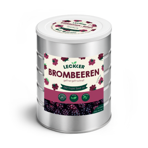 Gefriergetrocknete Brombeeren von leckker in Edelstahl Dose