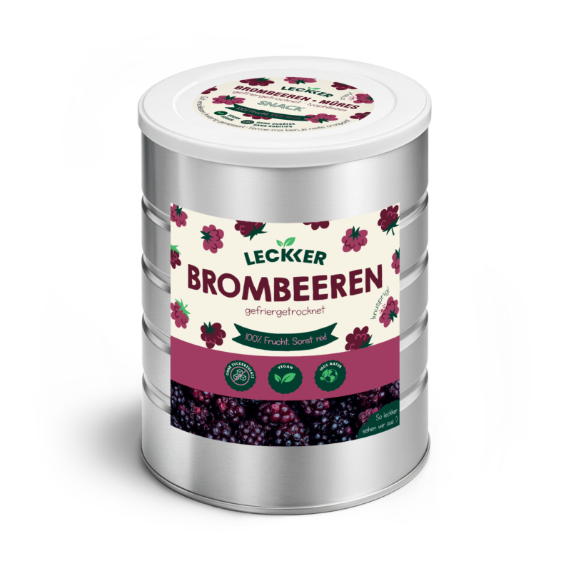 Gefriergetrocknete Brombeeren von leckker in Edelstahl Dose