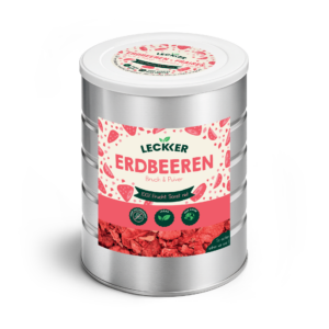 Gefriergetrocknete Erdbeeren von leckker in Edelstahl Dose