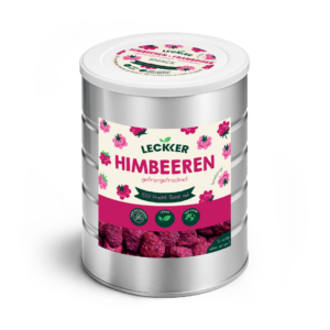 Gefriergetrocknete Himbeeren in Edelstahl Dose