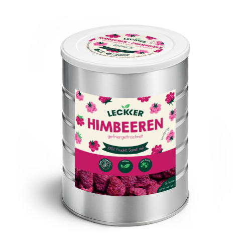 Gefriergetrocknete Himbeeren in Edelstahl Dose